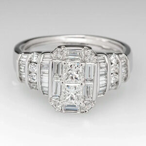 ▶Beautiful CZ 925 Sterling Silver Plated Wedding/Engagement Ring for Women, K977